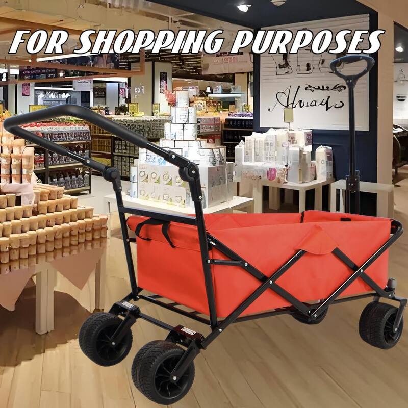 Folding Wagon with All-Terrain Wheels, 230lbs Capacity, Telescoping Handle, and Dust Cover for Beach, Outdoor, and Garden Use