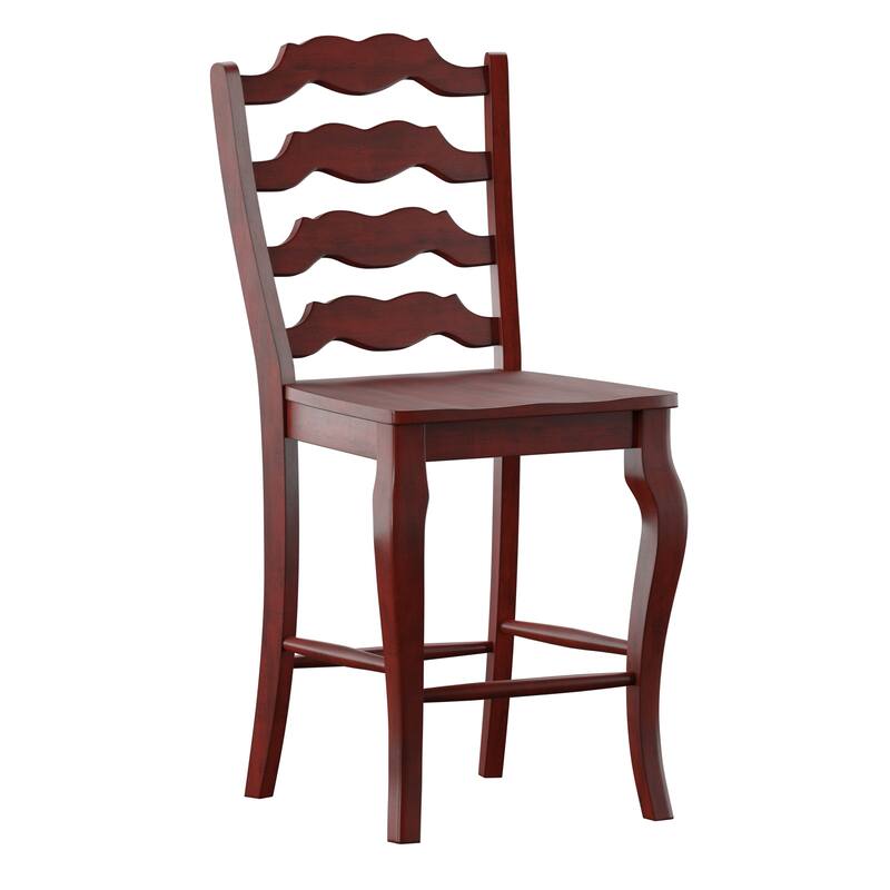 Eleanor French Ladder Back Wood Counter Chair (Set of 2) by iNSPIRE Q Classic - Berry Red
