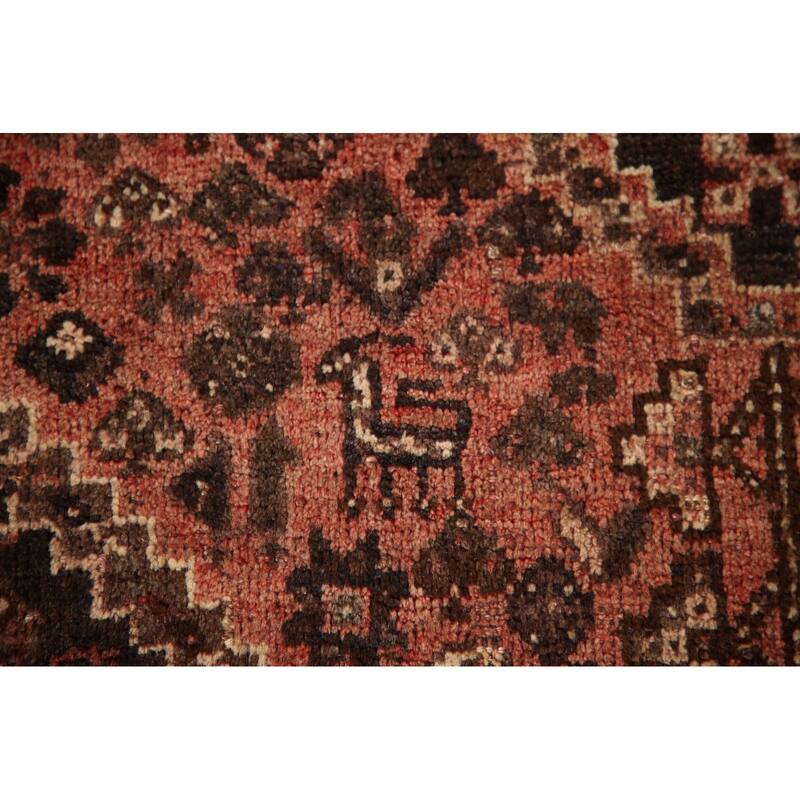Tribal Shiraz Persian Vintage Area Rug Hand-knotted Wool Carpet - 3'9"x 5'0"