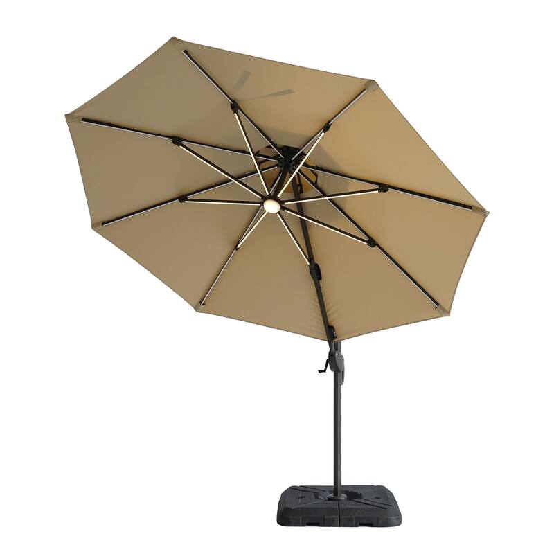 Furniture of America Spring II 10-foot LED Tube Lights Steel Cantilever Offset Tilt Roma Umbrella