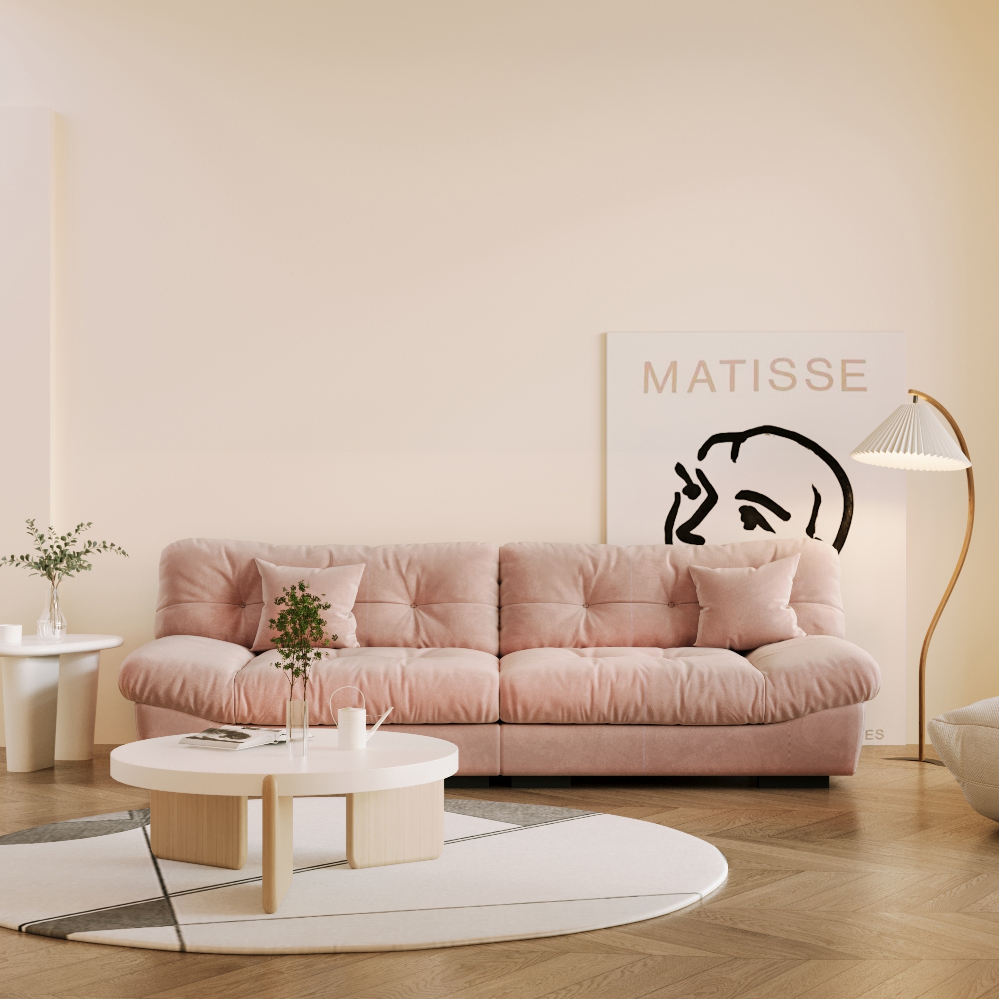105" W Modern Upholstered 2-Piece Sofa with Deep Supportive Cushions