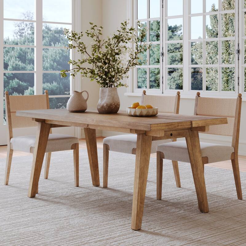 Andy Modern Farmhouse Solid Wood Extendable Dining Table - No Extension