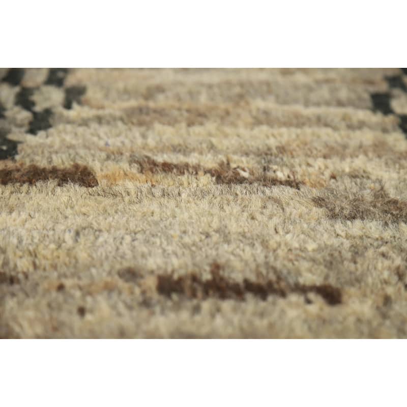 Geometric Moroccan Rug Handmade Multi-Color Tribal Wool Carpet - 4'10" x 6'3"