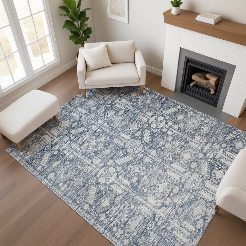 Premium Washable Super Soft Vintage Traditional Mayfield Rug - Blue - 2'6" x 3'10"