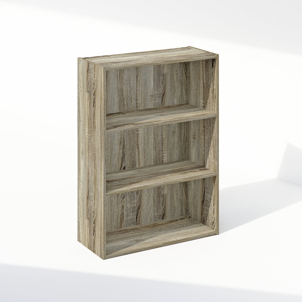 31.5 in. Tall Light Oak Wood 3-Shelf Bookcase