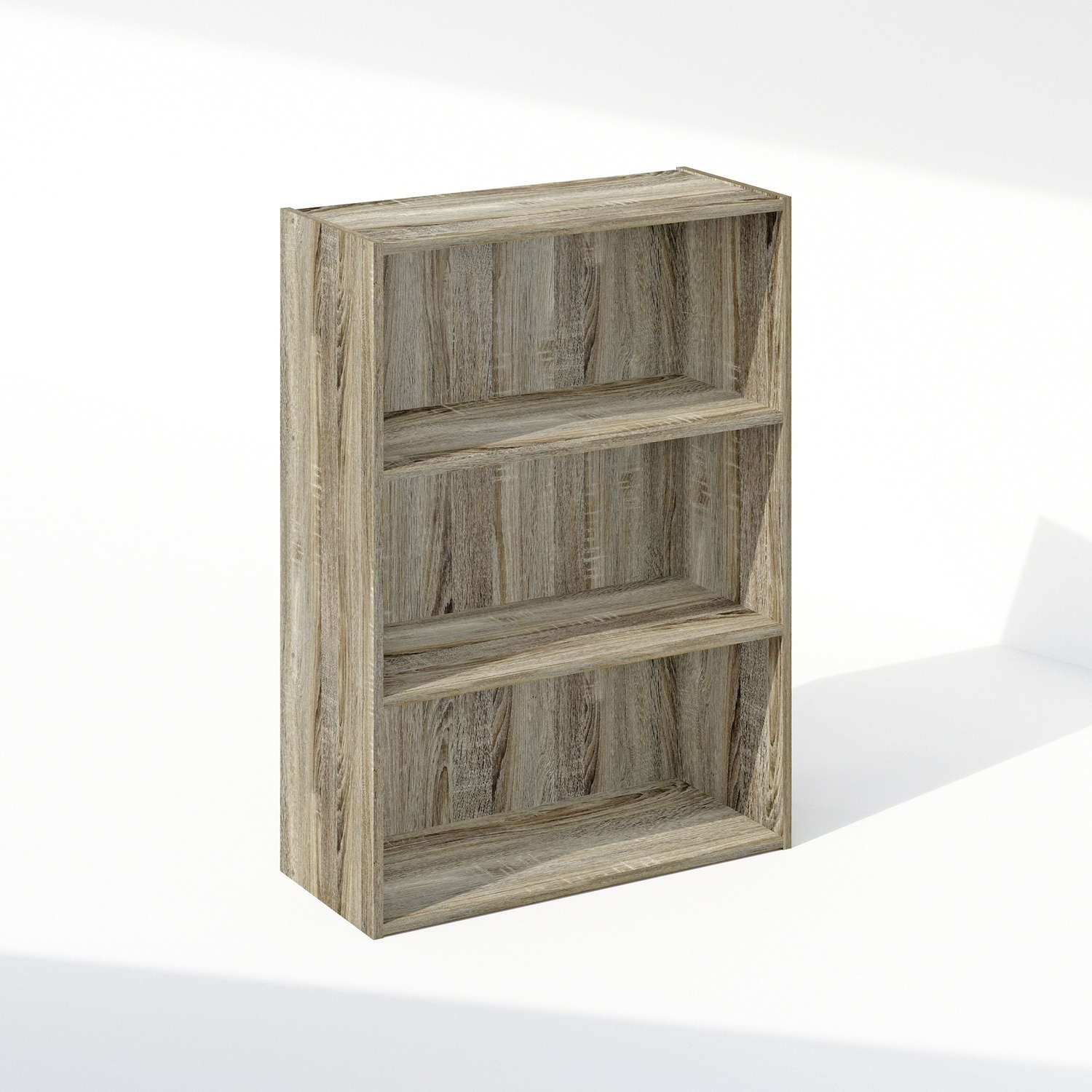 31.5 in. Tall Light Oak Wood 3-Shelf Bookcase