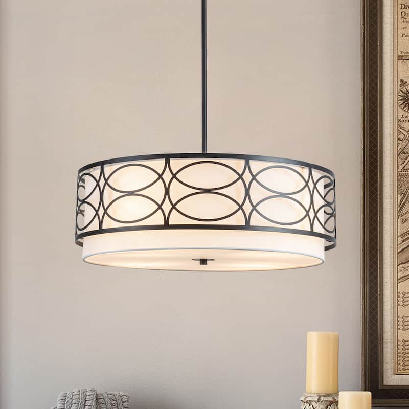Large Drum Chandelier Drum Light Fixtures for Dining Room - 3-Light