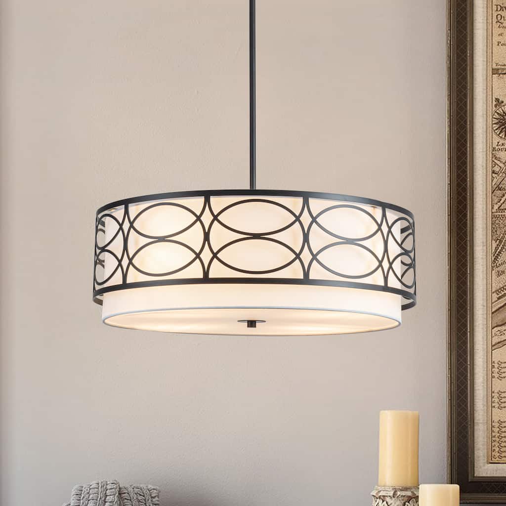 Large Drum Chandelier Drum Light Fixtures for Dining Room - 3-Light