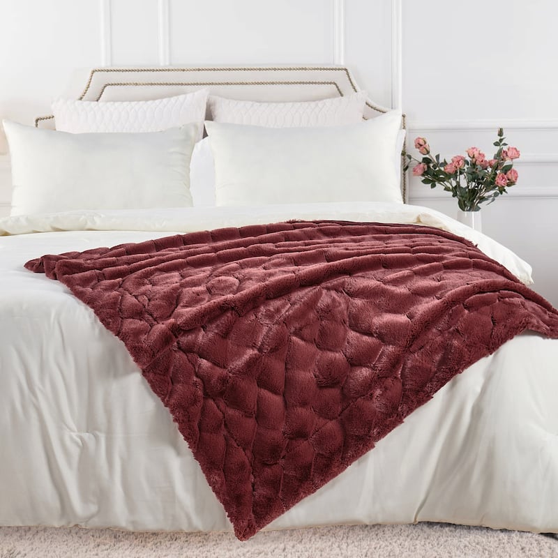 Jacquard rabbitfake fauxfur throw blanket 50"x60"