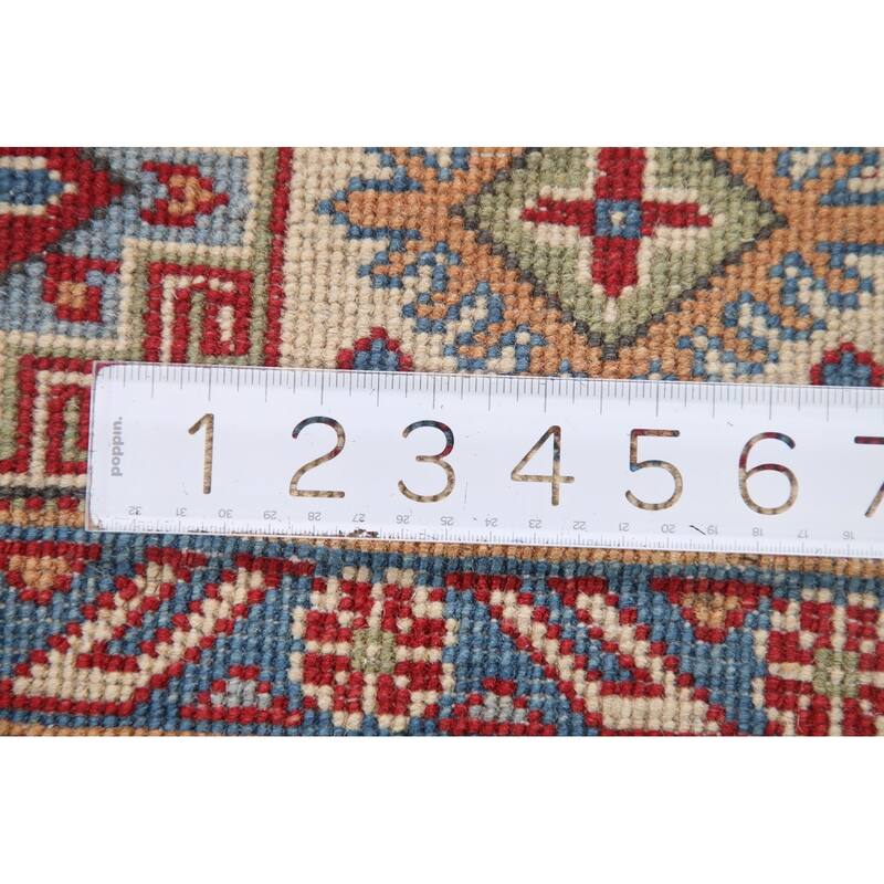 Hand Knotted Oriental 100% Wool Carpet Traditional Geometric Red Kazak Area Rug - 10' 5'' X 6' 3''