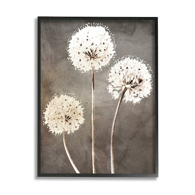 Stupell Fluffy Dandelion Plants Wildflower Botanical Blooms Framed Wall Art, Design by Kim Allen - Brown