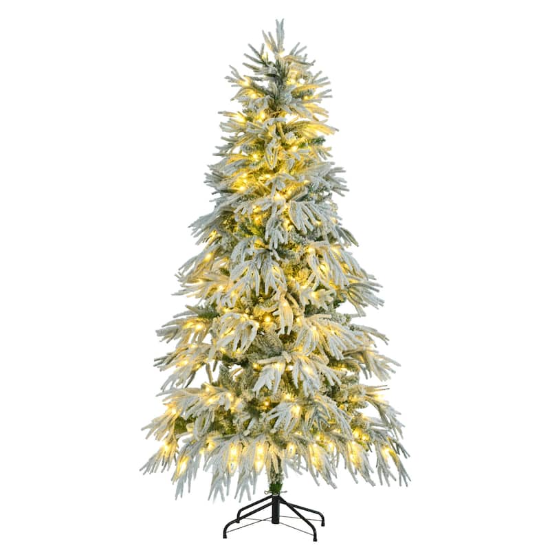 HomeRoots 6' Pre Lit Extra Full Frosted Pine Christmas Tree - White - 44.10 in. x 72.00 in. x 44.10 in.