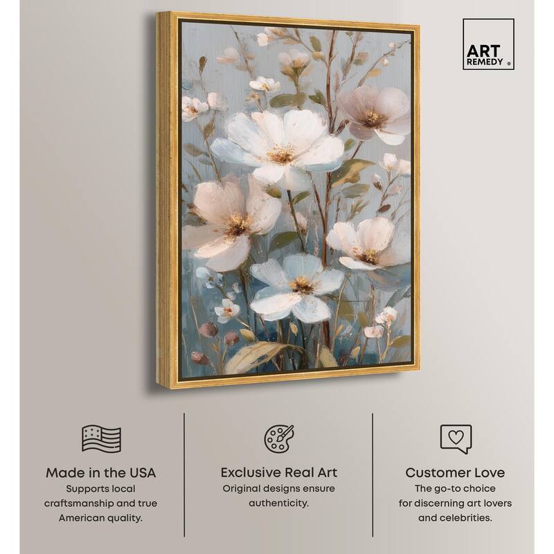 Vintage White Meadow Canvas by Art Remedy