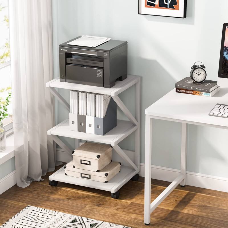 Printer Stand, 3-Tier Rolling Printer Cart Under Desk Storage