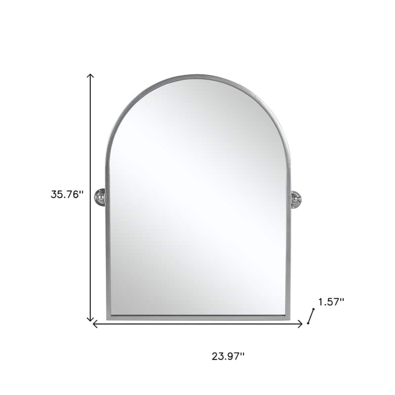 HomeRoots 36" Silver Metal Arch Tilting Framed Accent Mirror - 23.97 in. x 35.76 in. x 1.57 in.