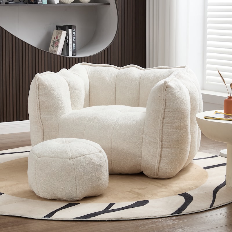 Floor Lazy Bean Bag Chair with Footstool for Adults, Kids