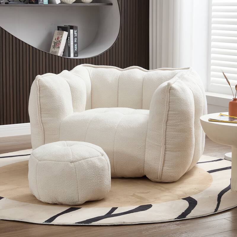 Soft Bean Bag Chair Lazy Sofa with Footstool