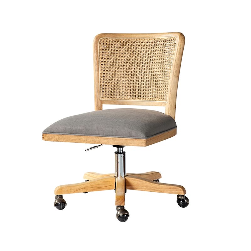 Calcutta Modern Rattan Back Task Chair Office chair with Solid Wood Legs by HULALA HOME