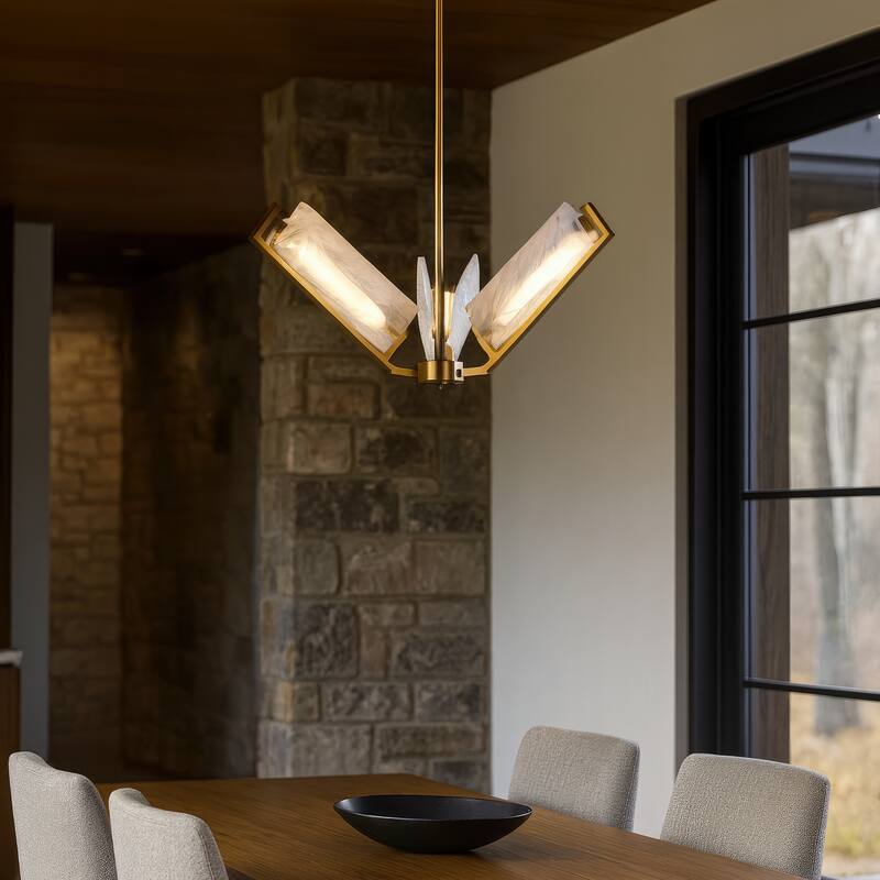 Varaluz Mingle 3-Light Chandelier - Satin Brass