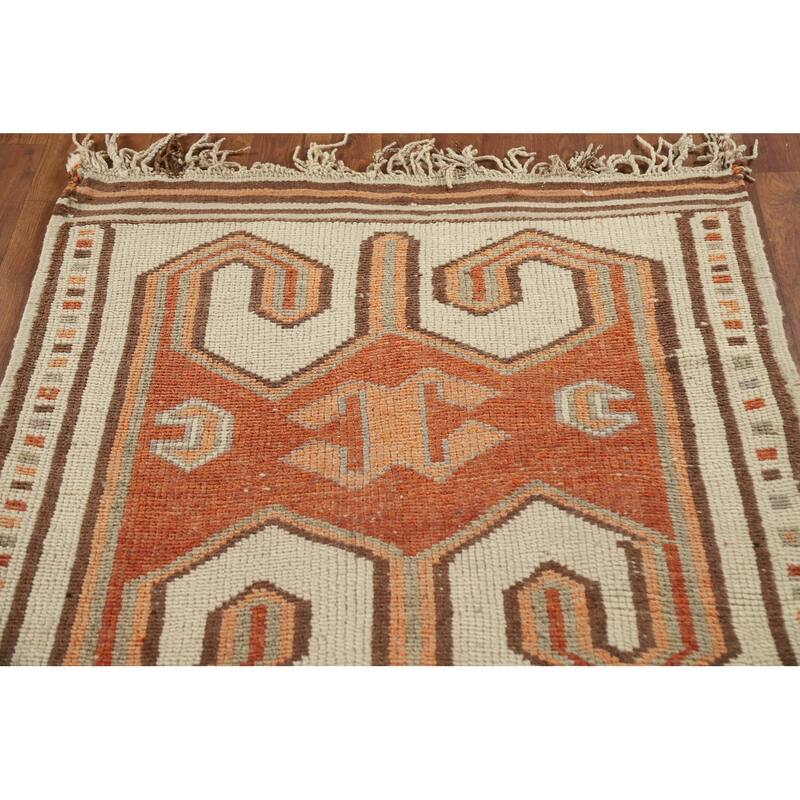 Turkish Anatolian Natural Dye Runner Rug Handmade Wool Carpet - 3'5"x 13'5"