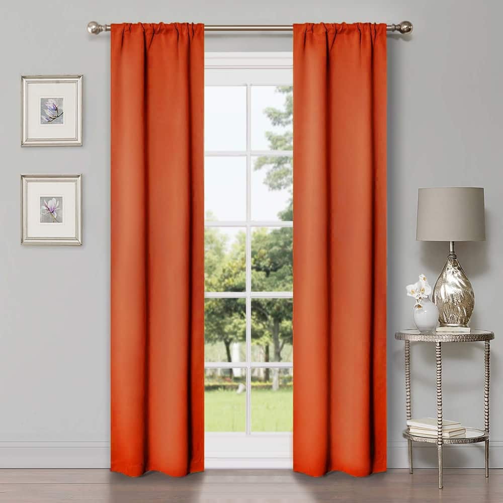 Superior Solid Machine Washable Room Darkening Semi-Blackout Curtains, Set of 2