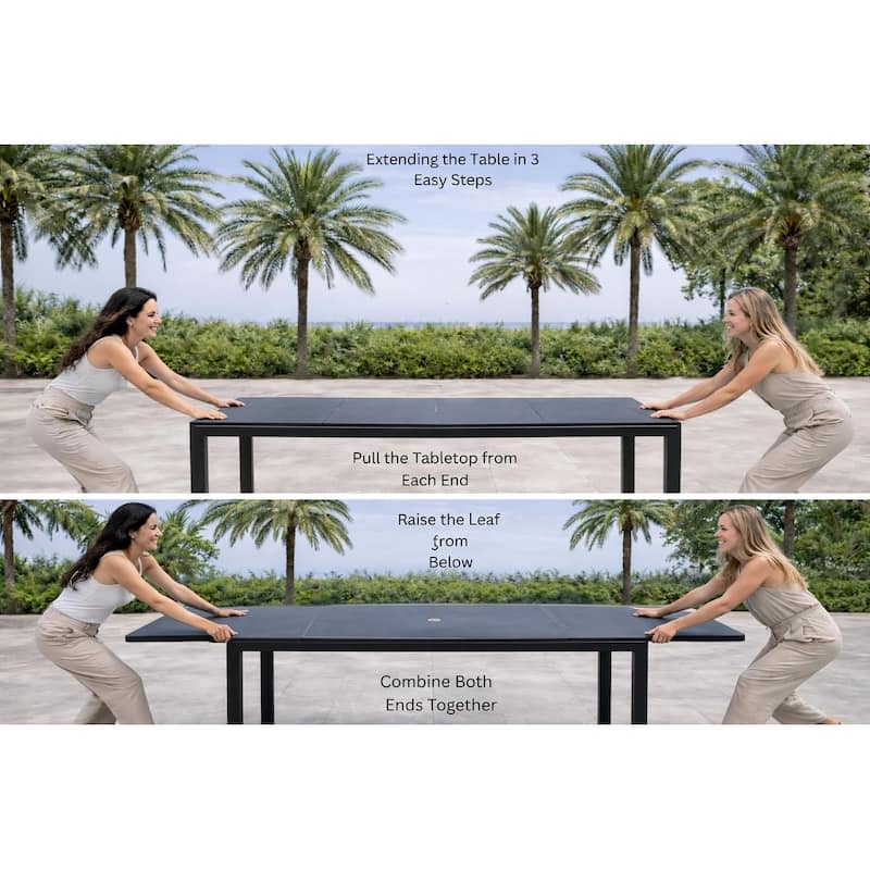 Dekota Dark Grey 9-Piece Aluminum Outdoor Dining Set with Sling Set in Midnight Grey - N/A