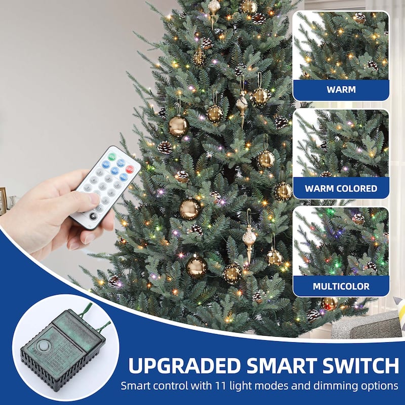 6/7.5FT Pre-Decorated Artificial Hinged Holiday Xmas Tree with 51 Pine Cones