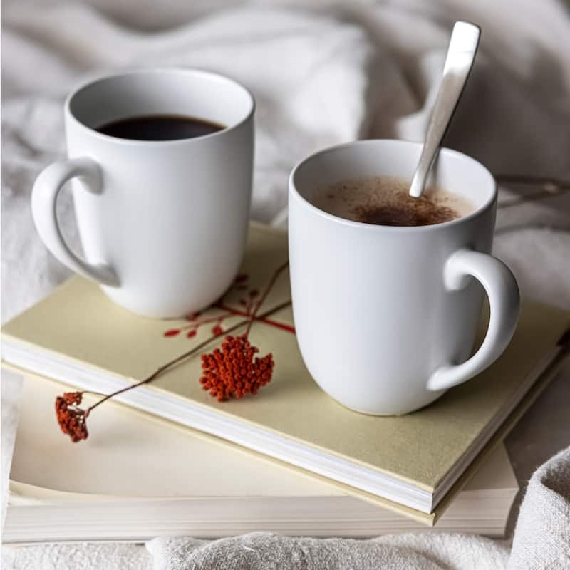 over&back Coupe 15oz Semi-Matte Stoneware Mugs, Set of 4