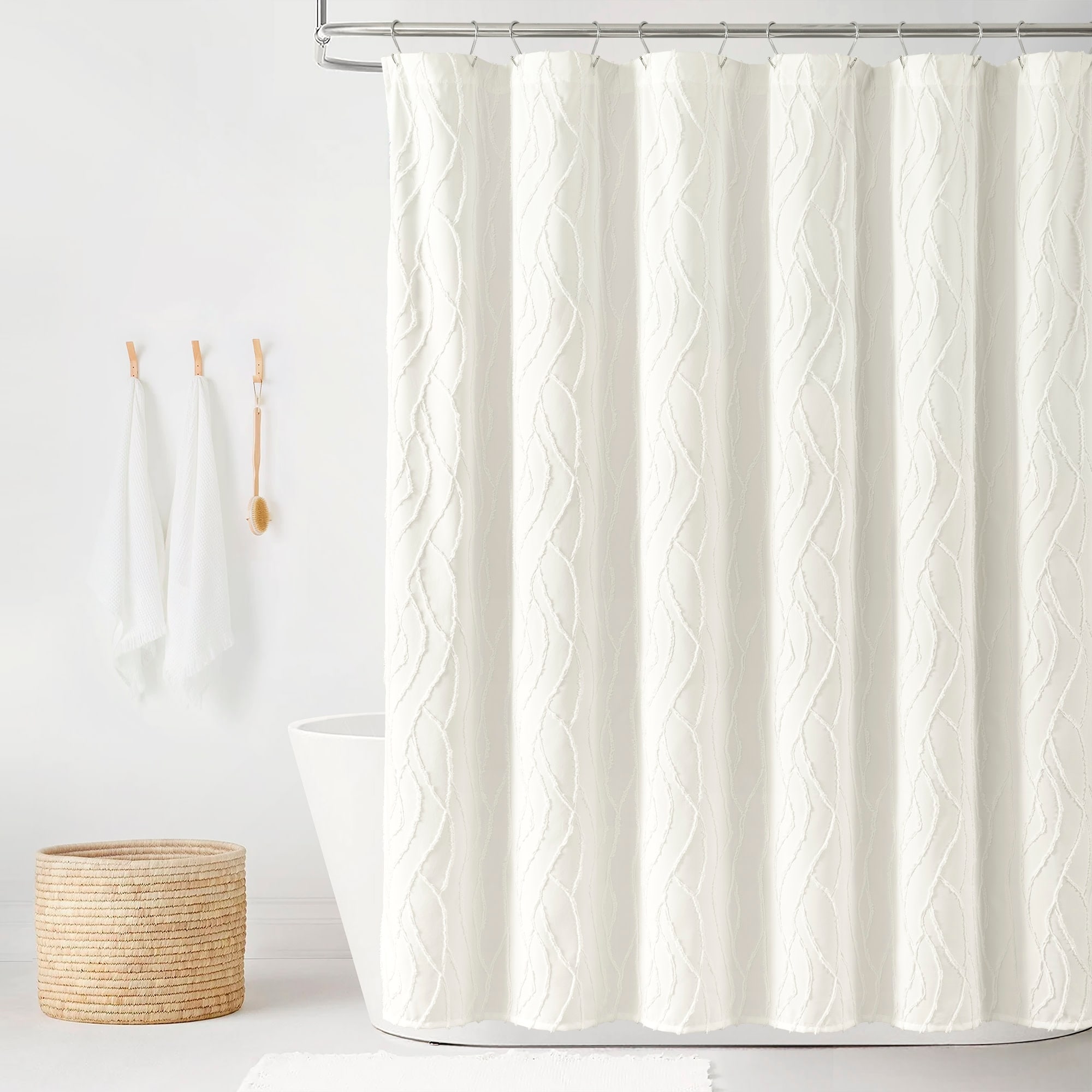 Lush Decor Jacquard Wave Shower Curtain Single 72x72