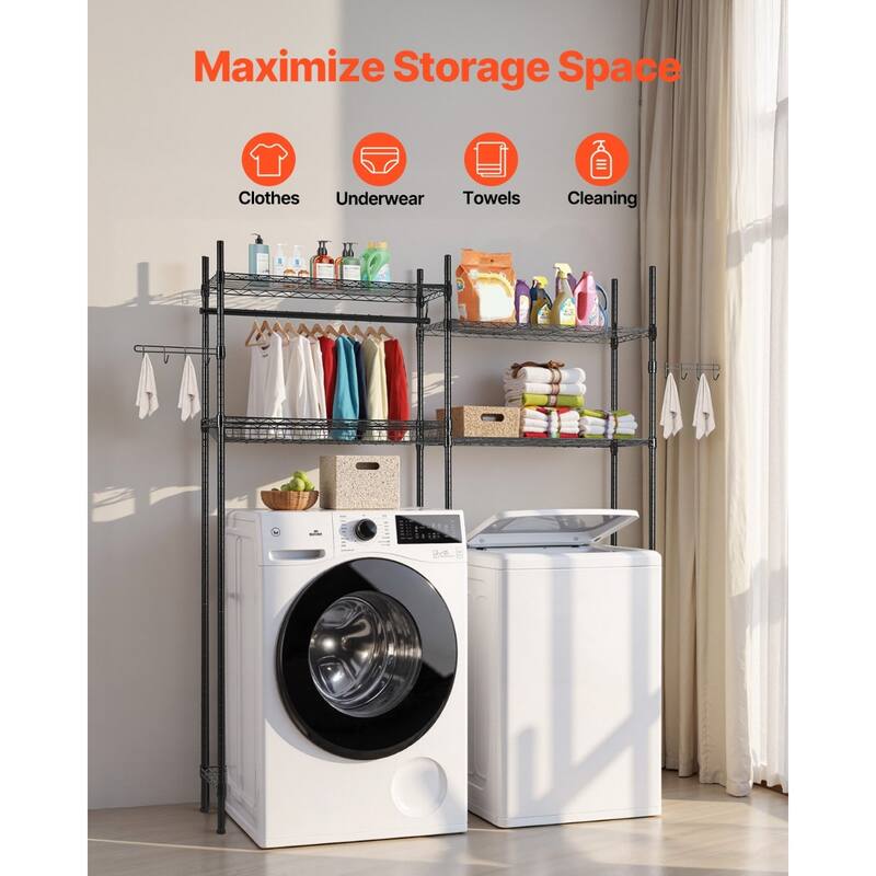 Adjustable Laundry Room Storage Shelf Over Washer and Dryer Sturdy Carbon Steel Organizer Rack