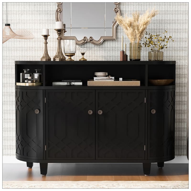 Curved Design Storage Cabinet made of Fraxinus Mandschuric Solid Wood