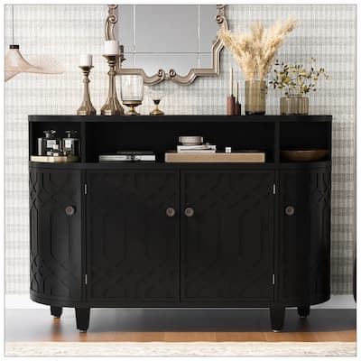Curved Design Storage Cabinet made of Fraxinus Mandschuric Solid Wood