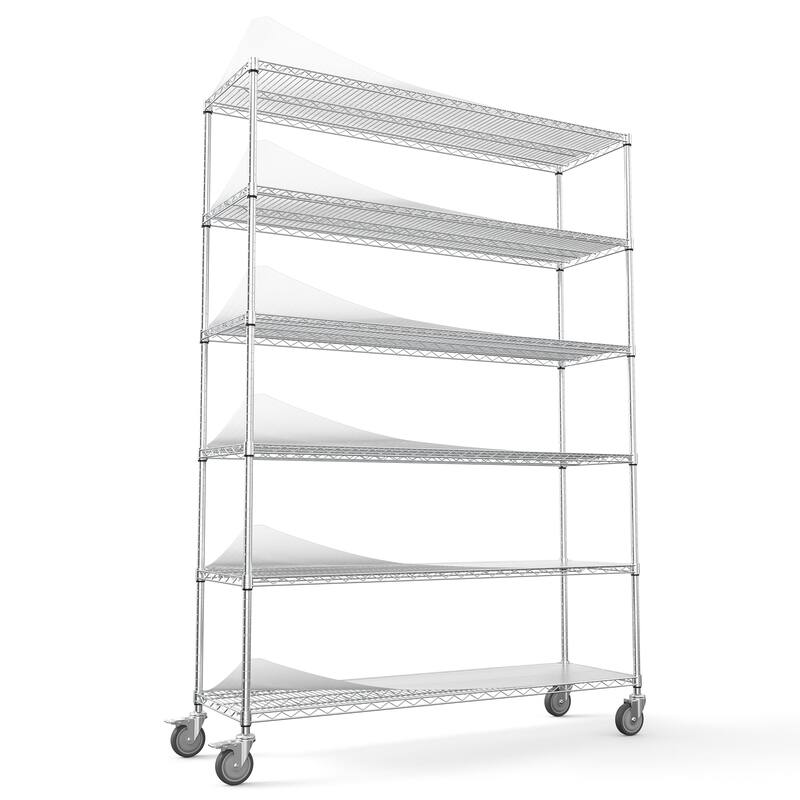 NSF Certified 6-Tier Adjustable Metal Garage Storage Shelves with Wheels