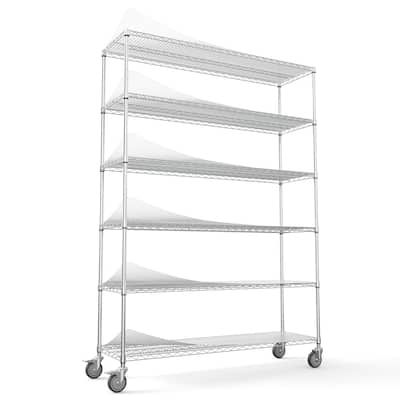 NSF Certified 6-Tier Adjustable Metal Garage Storage Shelves with Wheels