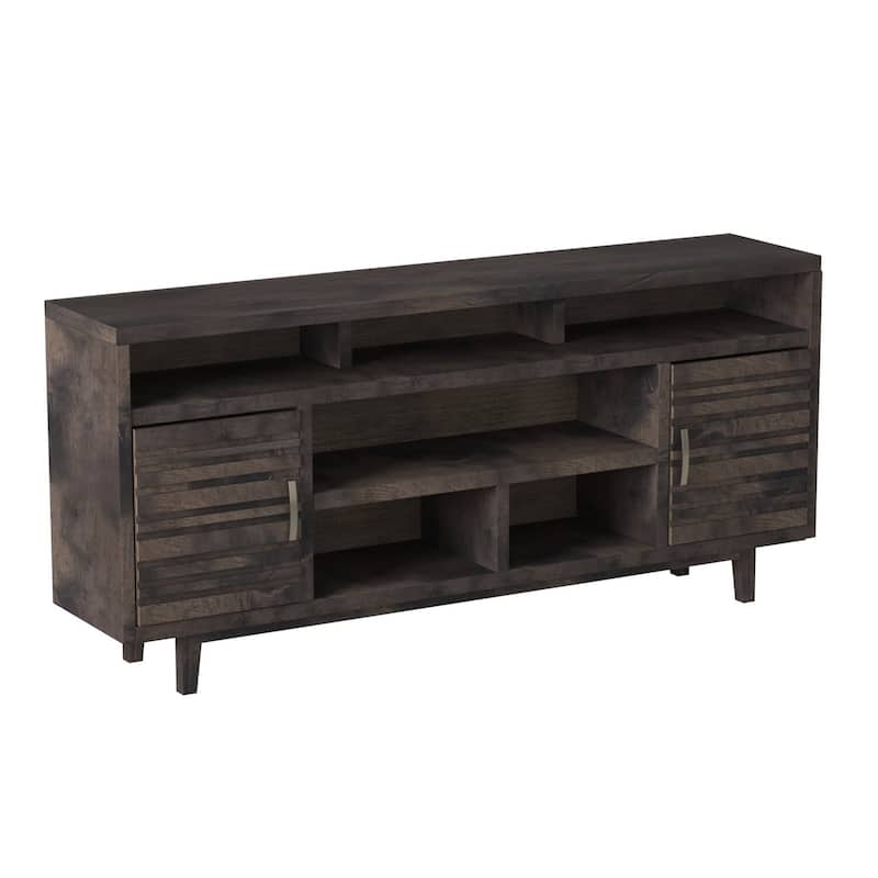 Bridgevine Home Avondale 76 Inch TV Stand Console for TVs up to 90 inches, No Assembly Required, Charcoal-Brown Finish