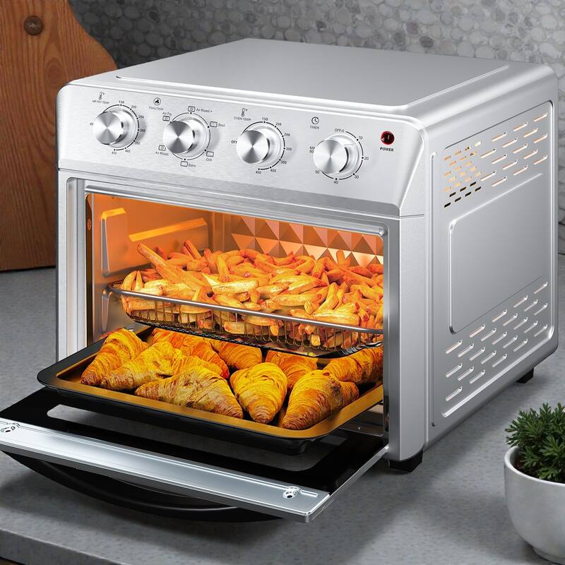 27.5QT Air Fryer Oven, 6-in-1 Countertop Convection Oven with Dehydrate, 1600W, 4 Knob Control
