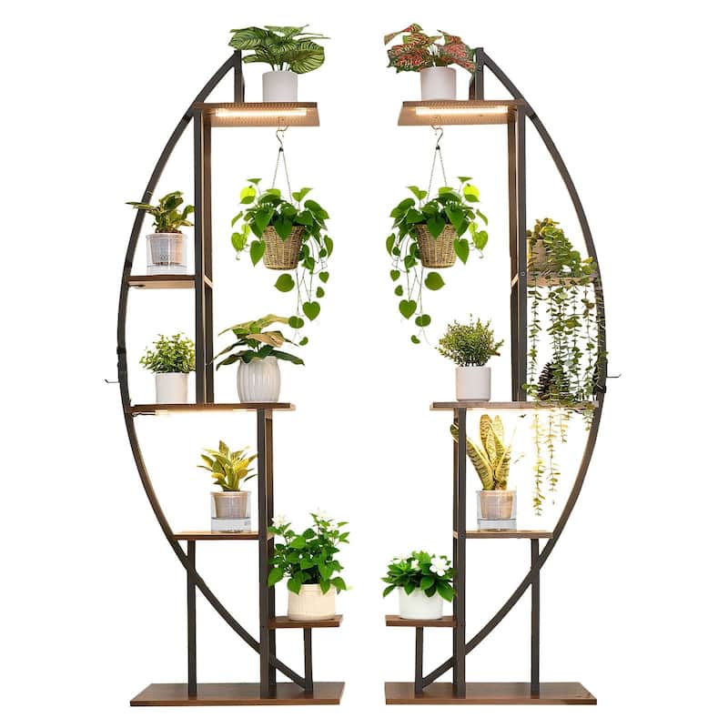 Plant Stand Indoor with Grow Lights 2 Pack 63" Tall 6-Tier Plant Shelf