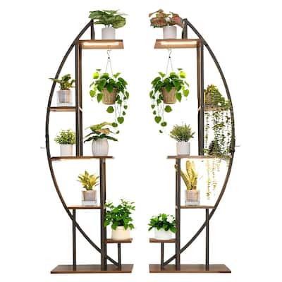 Plant Stand Indoor with Grow Lights 2 Pack 63" Tall 6-Tier Plant Shelf