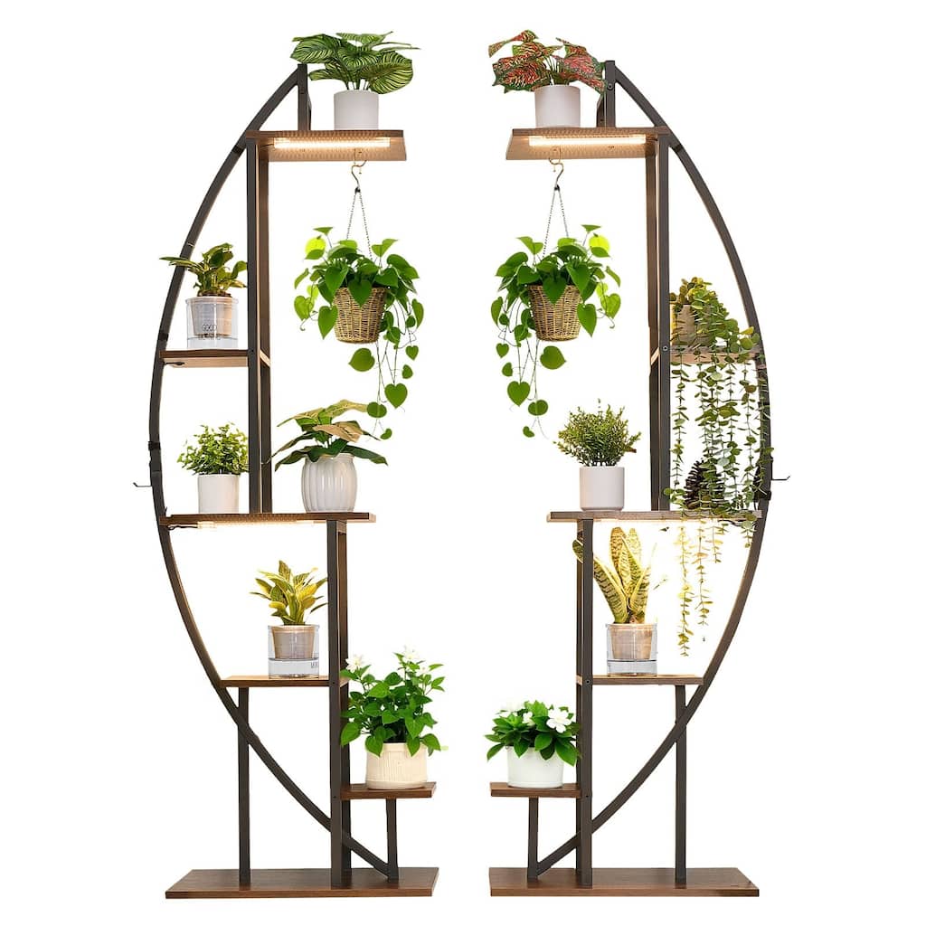 Plant Stand Indoor with Grow Lights 2 Pack 63" Tall 6-Tier Plant Shelf