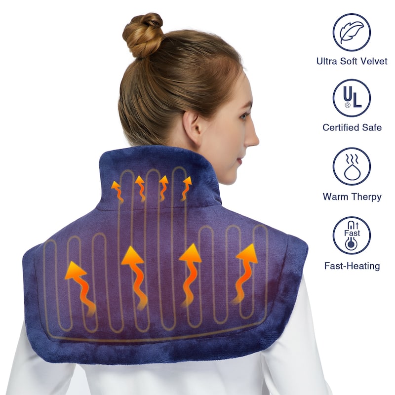 Weighted Heating Pad for Neck and Shouldes, Large Electric Fast Heating Pad for Pain Relief and Deep Pressure Therapy, 22"x19"