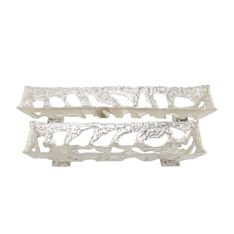 Stylish Aluminum Metal Tray (Set of 2) - Silver or Gold