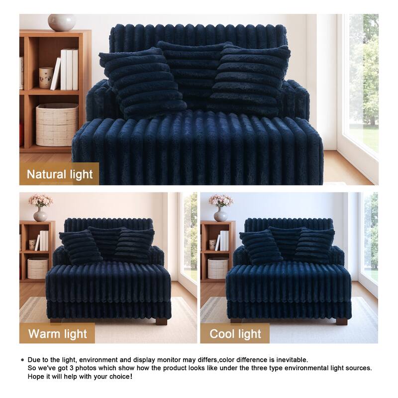 42"W Upholstered Chaise Lounge Sofa Bed with Pillow and Cup Holder