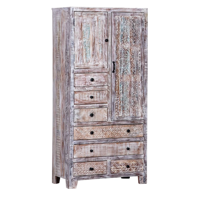 Maadze Solid Wood Freestanding Wardrobe Cabinet - N/A