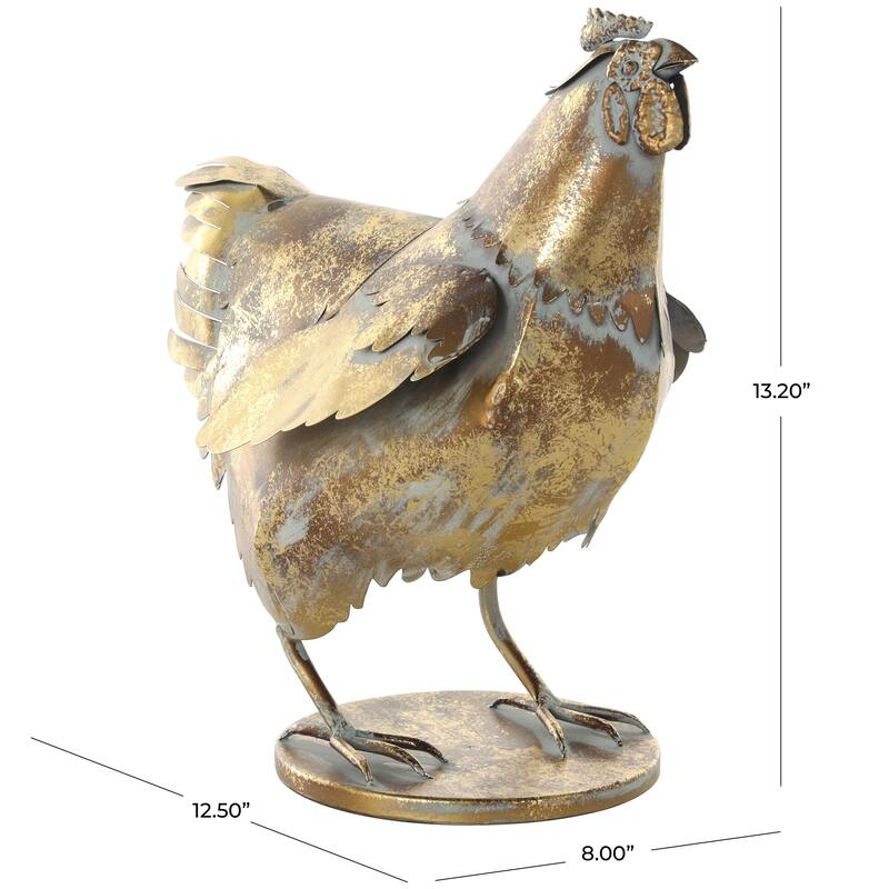 Metal Chicken Patina Decorative Garden Sculpture - Bronze - Roche River Decor