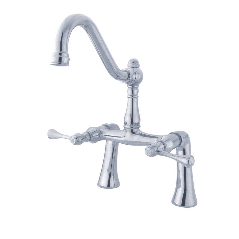 Restoration 7 in. Center Deck Mount Clawfoot Tub Faucet in Oil Rubbed Bronze - Polished Chrome