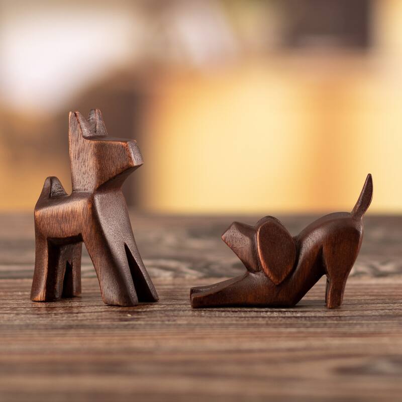 Novica Handmade Faithful Friends Wood Figurines (Set Of 2)