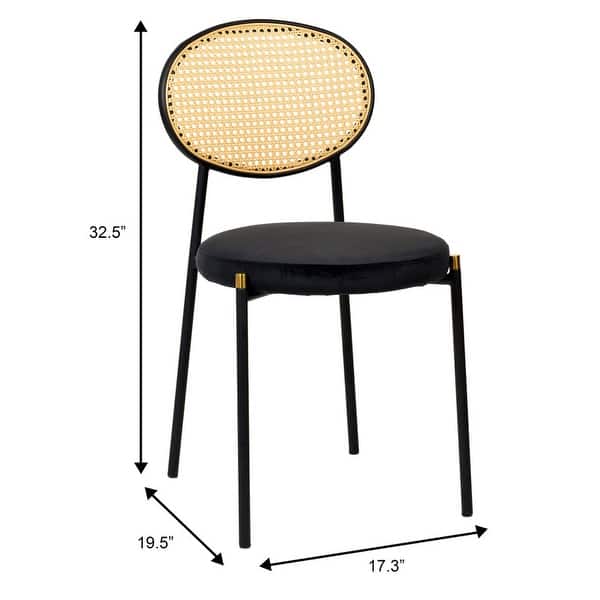 dimension image slide 4 of 11, Leisuremod Euston Modern Velvet/Leather Dining Chair - Minimalist Wicker Back Accent Chair for Home Living Room & Kitchen