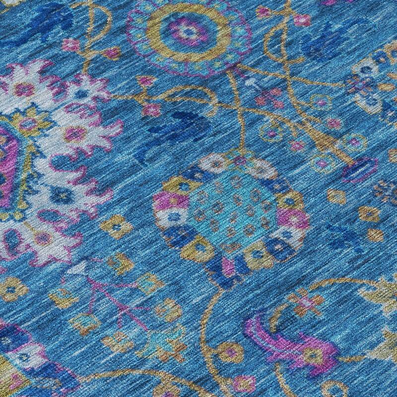Machine Washable Indoor/Outdoor Boho Traditional Chantille Rug