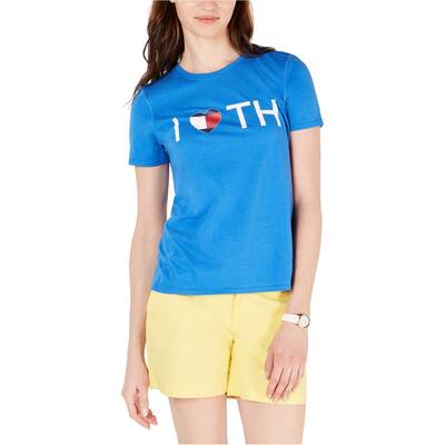 Tommy Hilfiger Womens I Love TH Graphic T-Shirt, Blue, Large