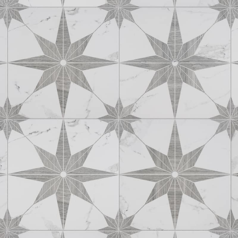 Merola Tile Llama Stella Loire Silver Smoke 9-3/4" x 9-3/4" Porcelain Floor and Wall Tile